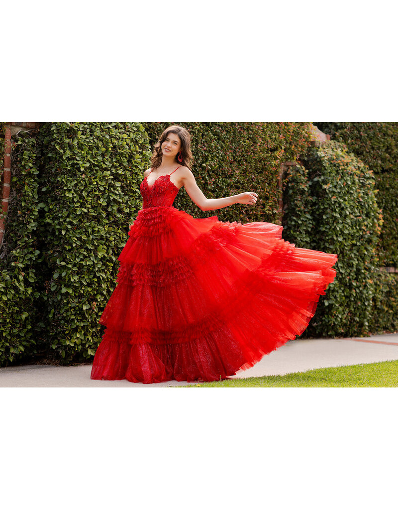 A-line ruffle tulle gown 8163J