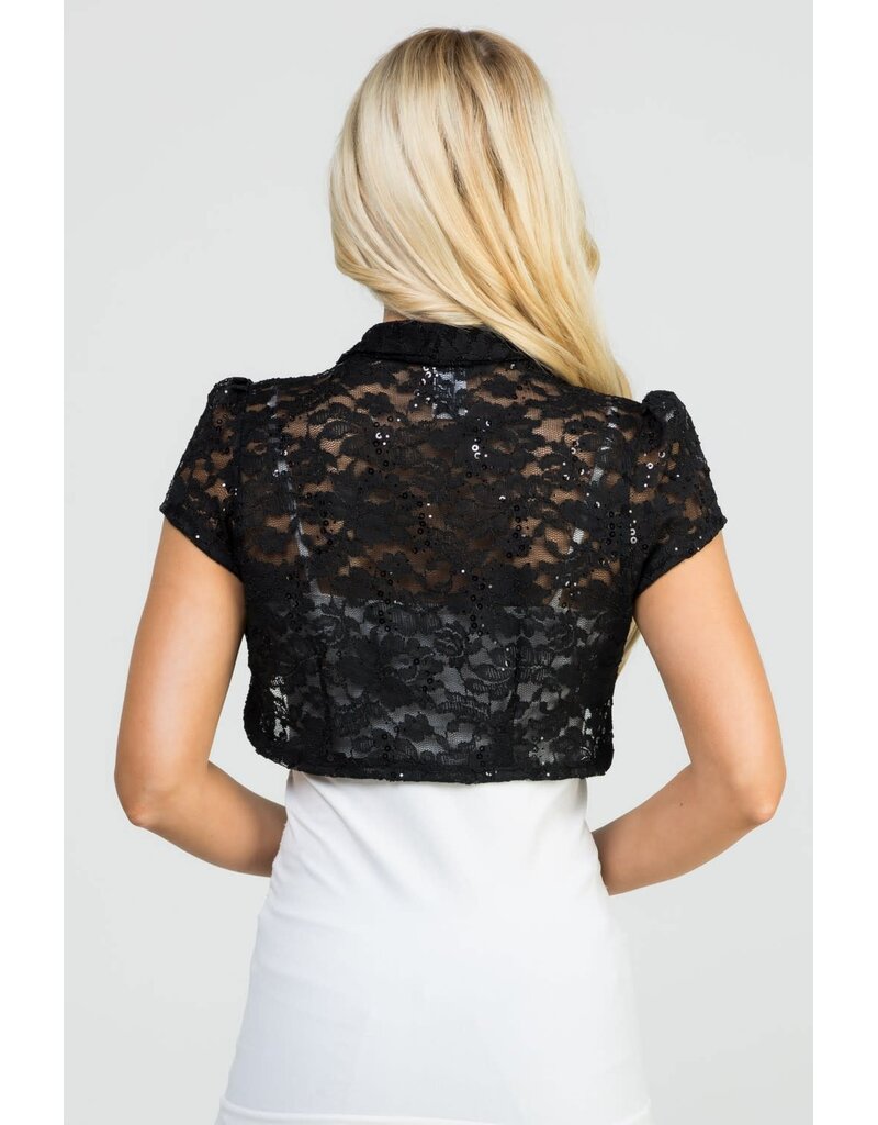 La Scala Cropped sequin lace shrug 11251