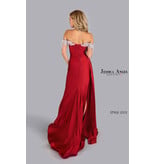 JESSICA ANGEL Off shoulder gown w/ leg slit & beaded straps 2572