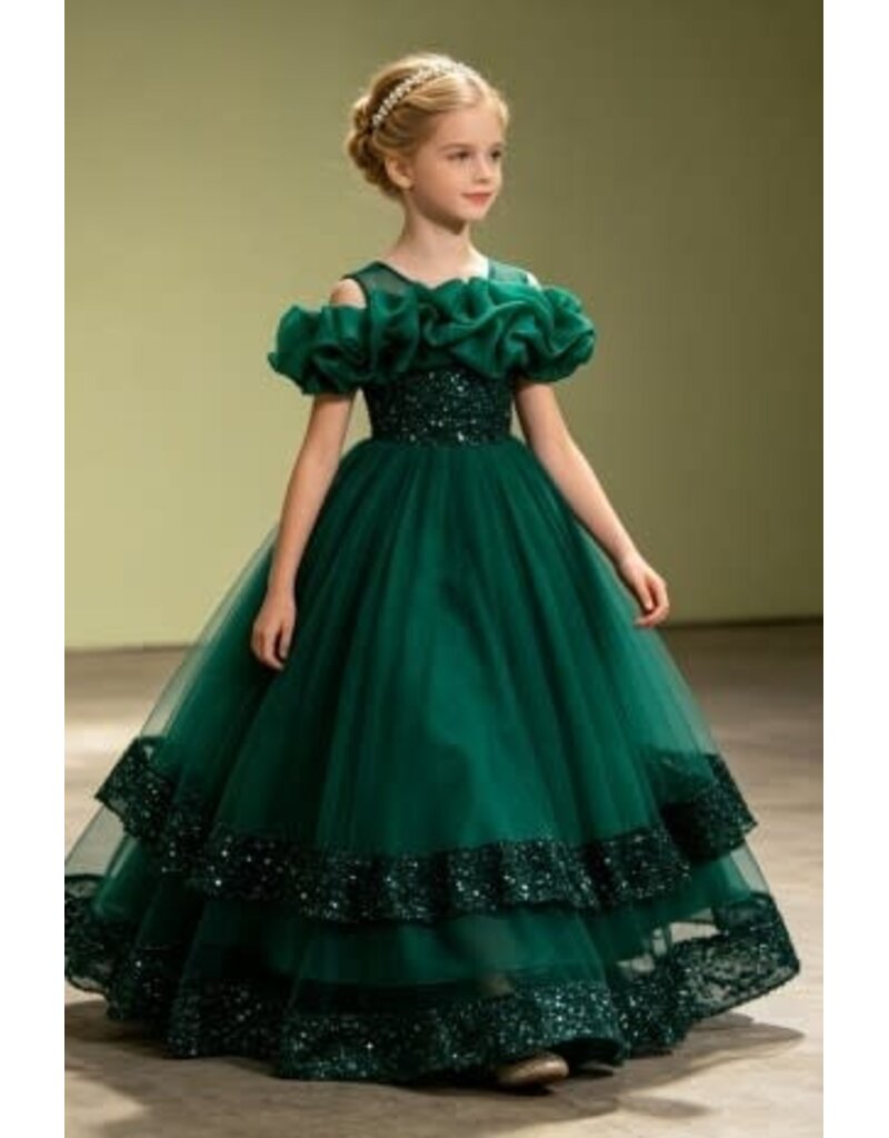 PrimaVibe Sequined Tulle Long Dress 612608