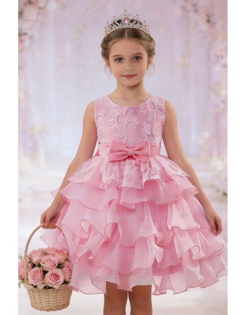 PrimaVibe Sleeveless embroidered lace tiered gown 612675