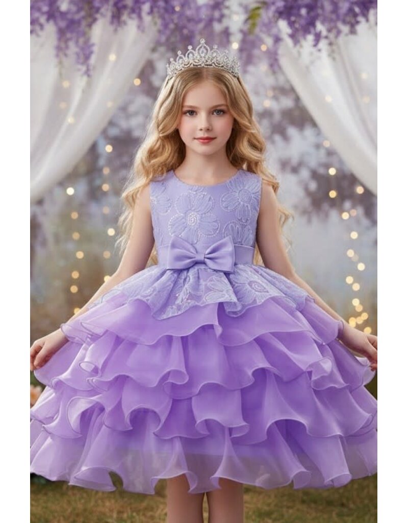 PrimaVibe Sleeveless embroidered lace tiered gown 612675