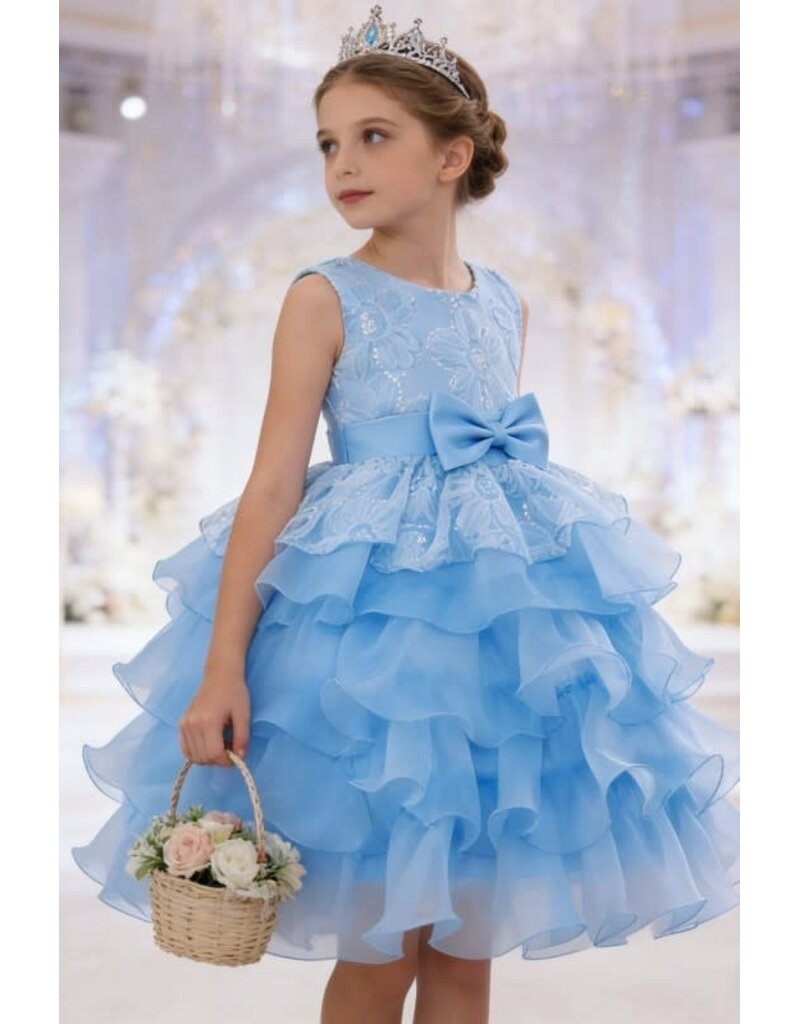 PrimaVibe Sleeveless embroidered lace tiered gown 612675
