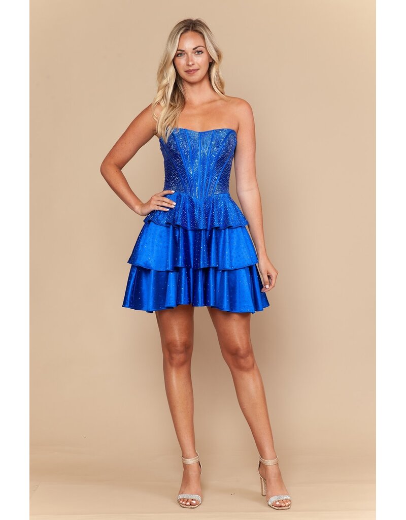 Rhinestone a-line ruffle dress 2626112