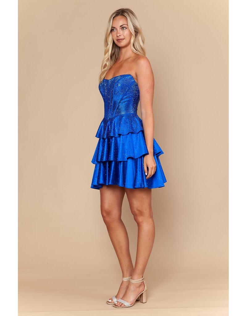 Rhinestone a-line ruffle dress 2626112