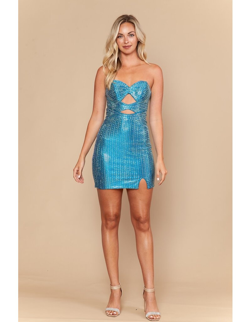 Rhinestone fitted dress w/ cutouts 2626228