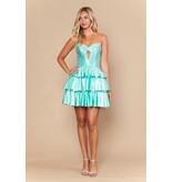 Rhinestone ruffle dress w/ cutout 2626242