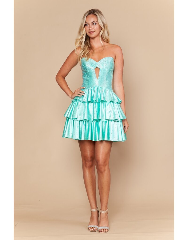 Rhinestone ruffle dress w/ cutout 2626242