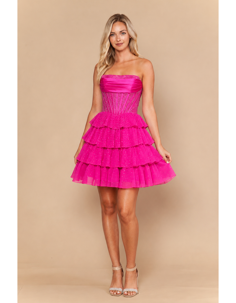 Chiffon ruffle rhinestone dress 2626244
