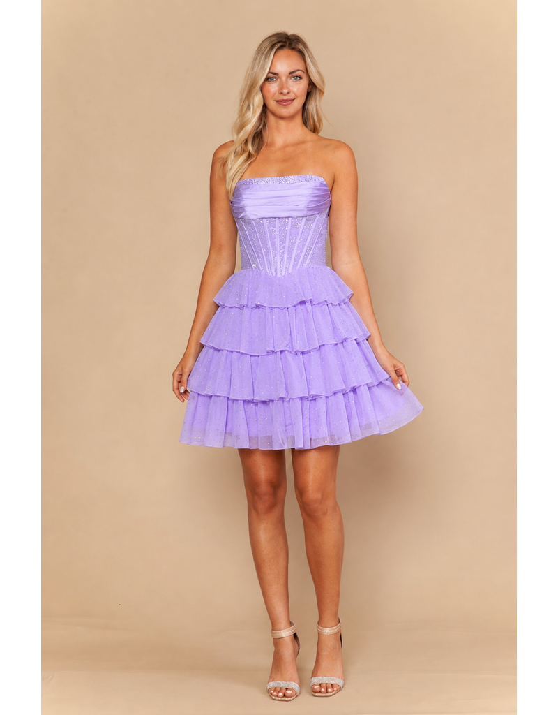 Chiffon ruffle rhinestone dress 2626244