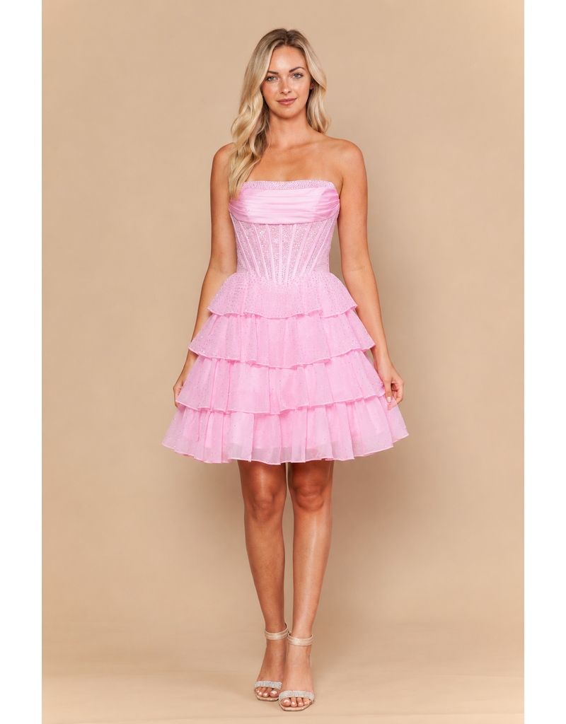 Chiffon ruffle rhinestone dress 2626244