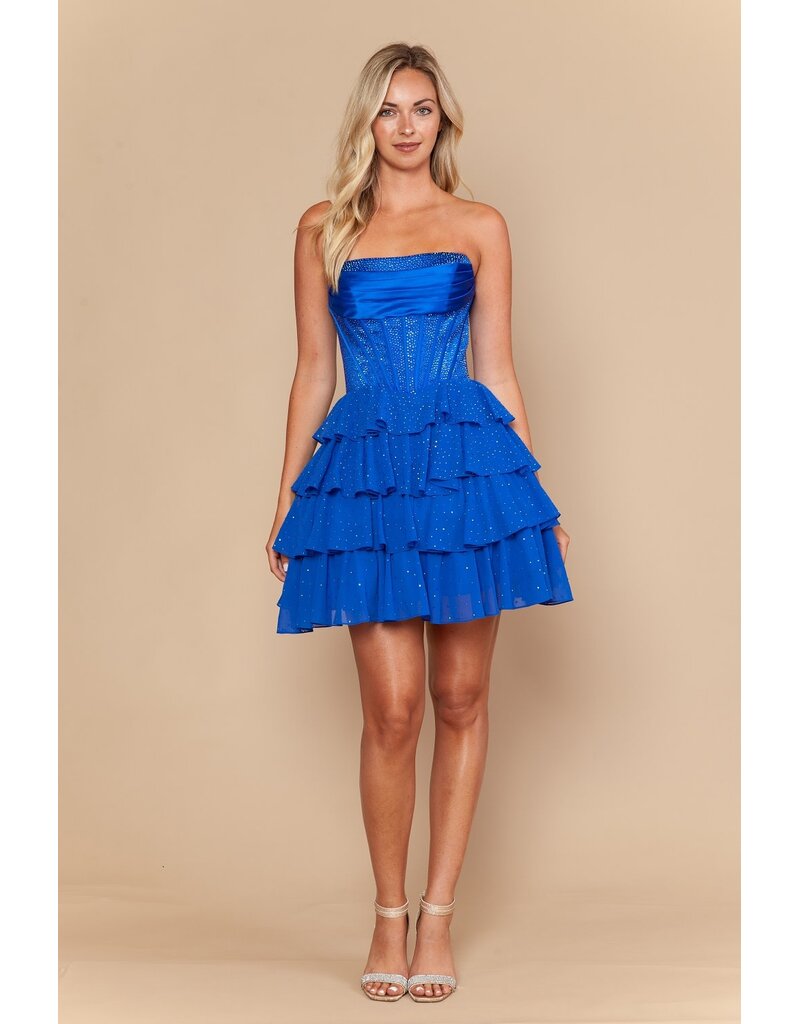 Chiffon ruffle rhinestone dress 2626244