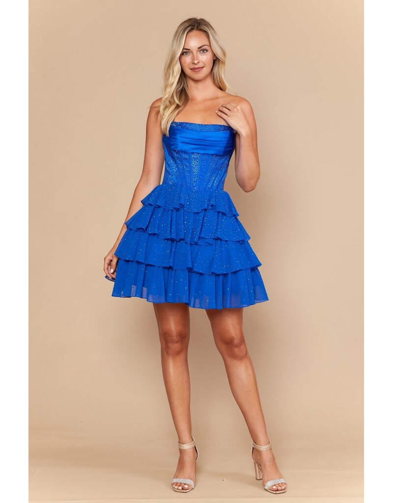 Chiffon ruffle rhinestone dress 2626244