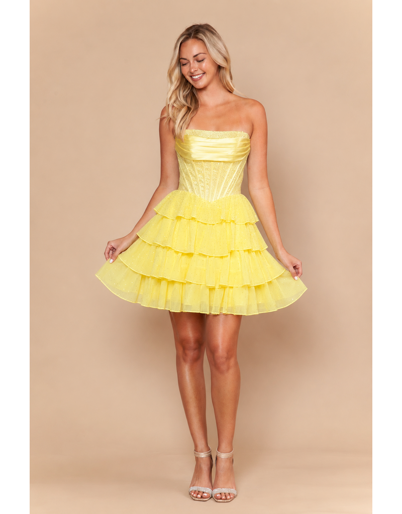 Chiffon ruffle rhinestone dress 2626244