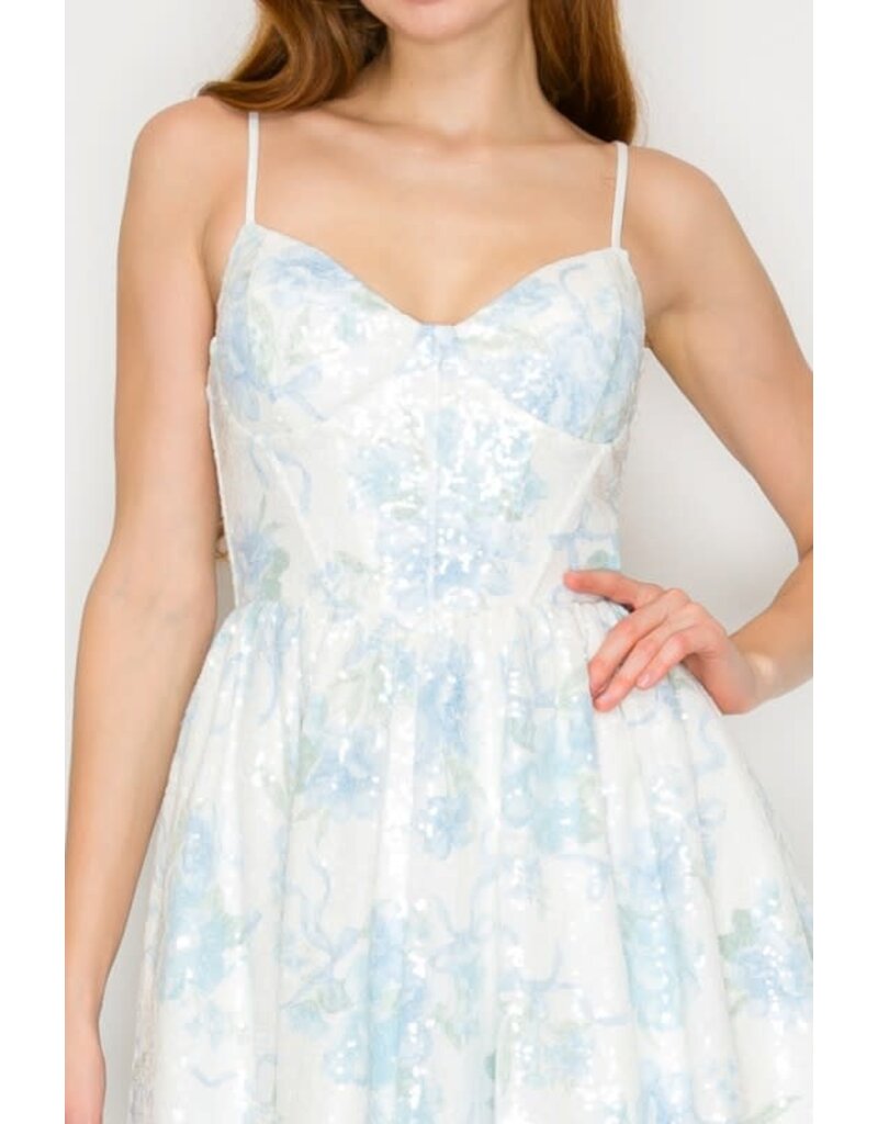 LOVESOME Floral iridescent sequin dress CD2630724
