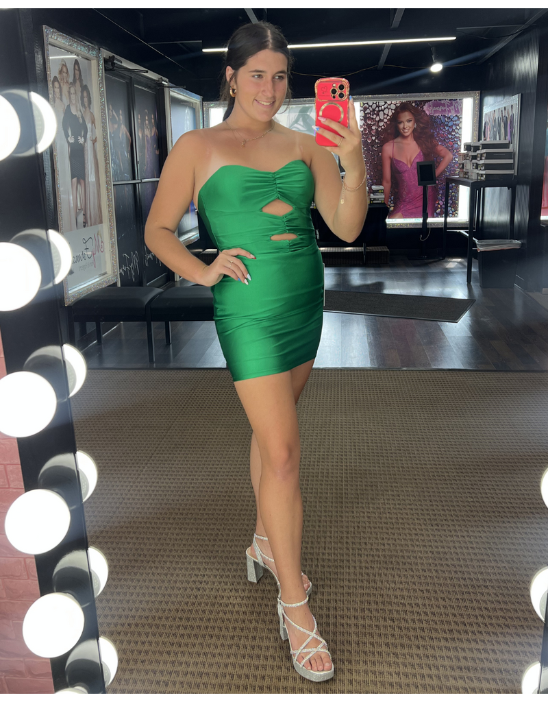 JESSICA ANGEL Cut out fitted strapless dress w/ lace up back 272630