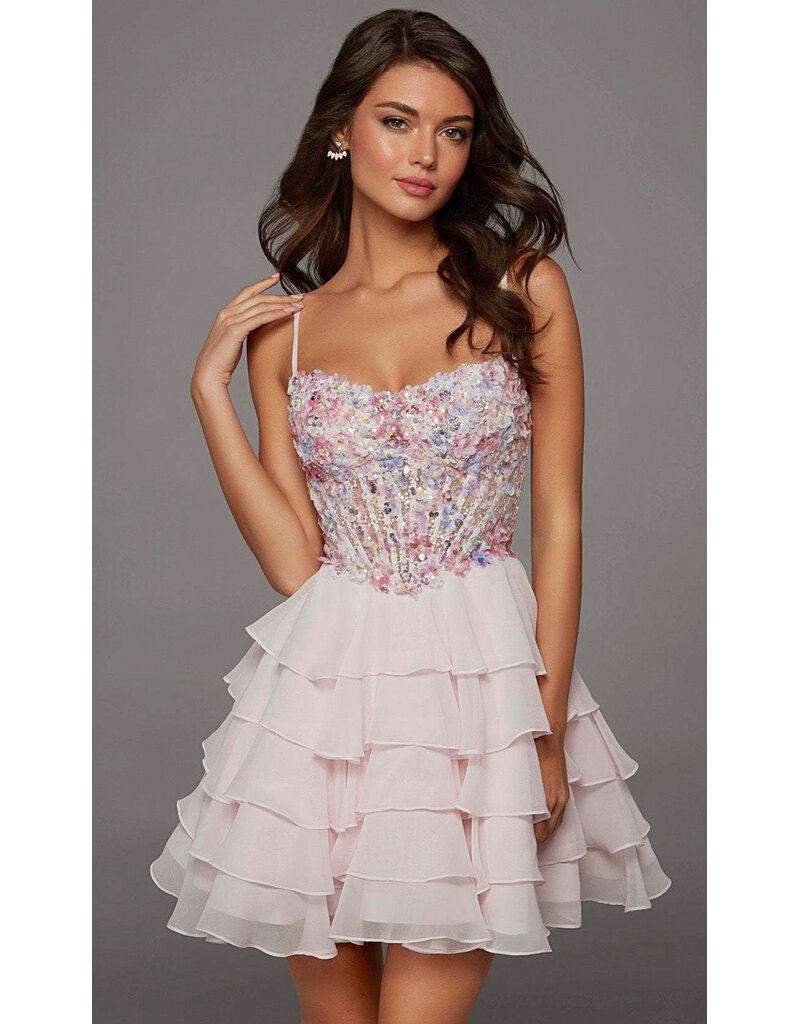 BEADED TOP, MULTI RUFFLE SKRT 30121