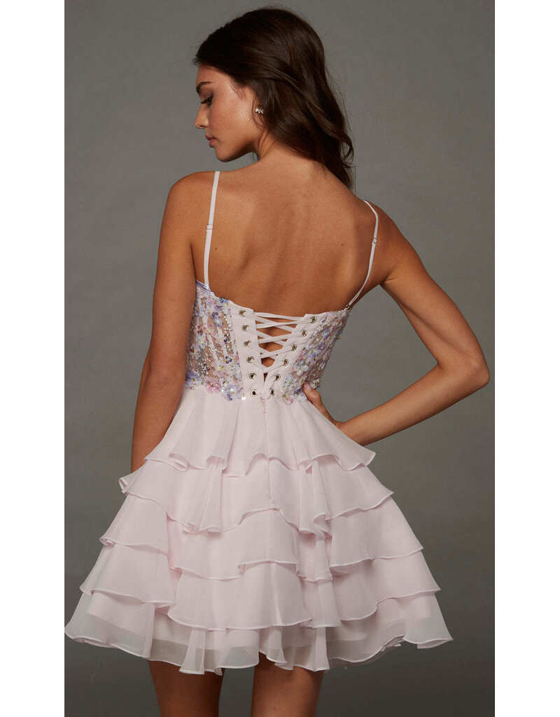 BEADED TOP, MULTI RUFFLE SKRT 30121