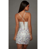 CORSET, FLORAL SKIRT, LACE UP 40140
