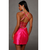 STRETCH SATIN,LACE UP, BODYCON 40212
