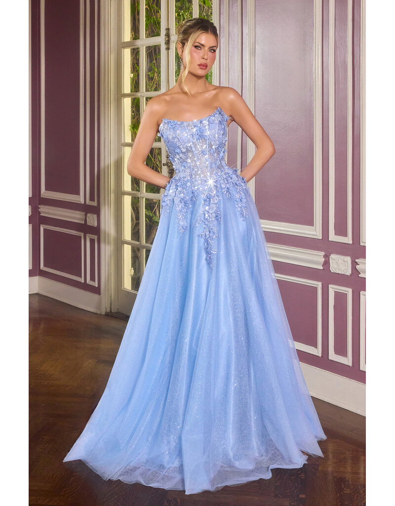 Ladivine Strapless beaded corset bodice tulle ballgown C12674