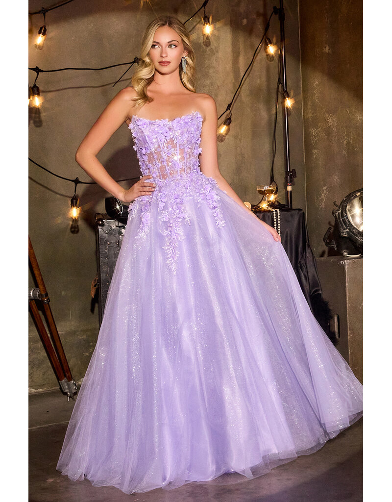 Ladivine Strapless beaded corset bodice tulle ballgown C12674