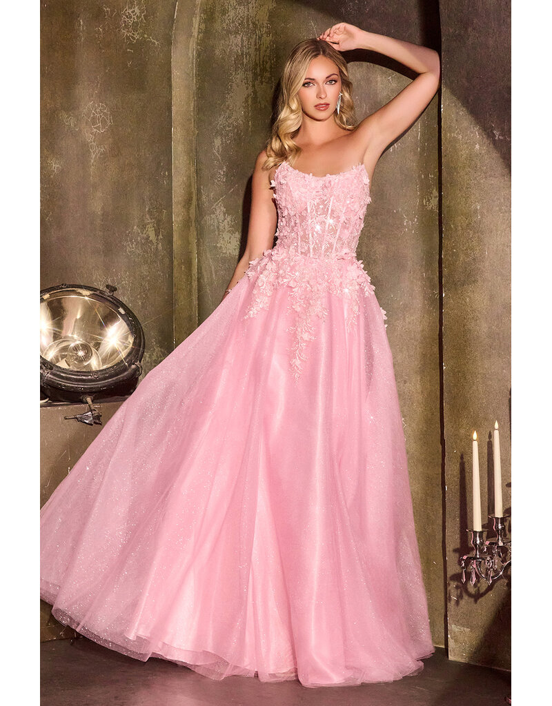 Ladivine Strapless beaded corset bodice tulle ballgown C12674