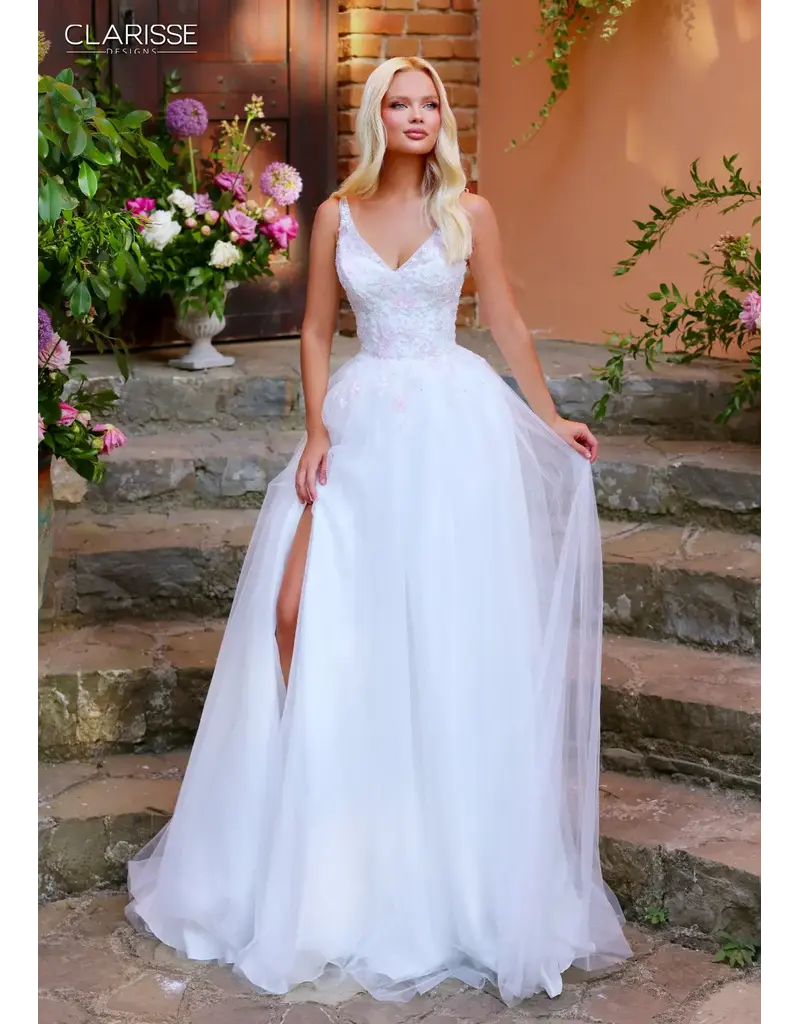 Tank v-neck beaded bodice tulle ballgown w/slit 6226314