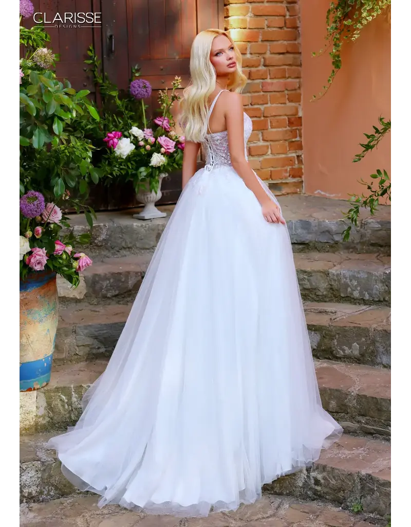 Tank v-neck beaded bodice tulle ballgown w/slit 6226314
