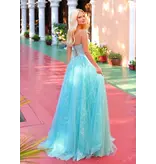 Spaghetti strap beaded v-neck glitter flower ballgown 6226310