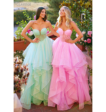 Strapless sheer corset bodice glittle ruffle ballgown 6226263