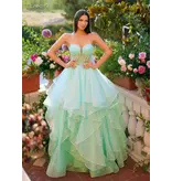 Strapless sheer corset bodice glittle ruffle ballgown 6226263