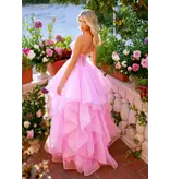 Strapless sheer corset bodice glittle ruffle ballgown 6226263