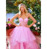 Strapless sheer corset bodice glittle ruffle ballgown 6226263
