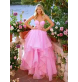 Strapless sheer corset bodice glittle ruffle ballgown 6226263