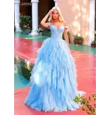 Off the shoulder beaded bodice glitter tulle ruffle ballgown 6226265
