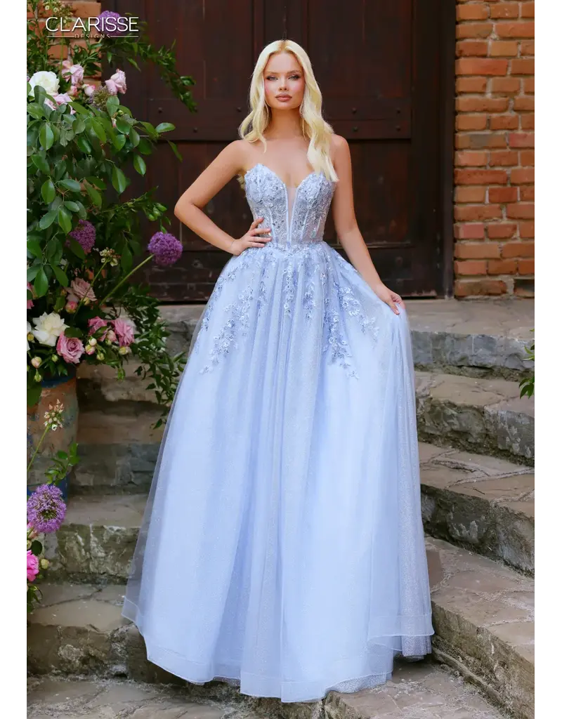 Strapless lace beaded corset bodice tulle ballgown 6226102
