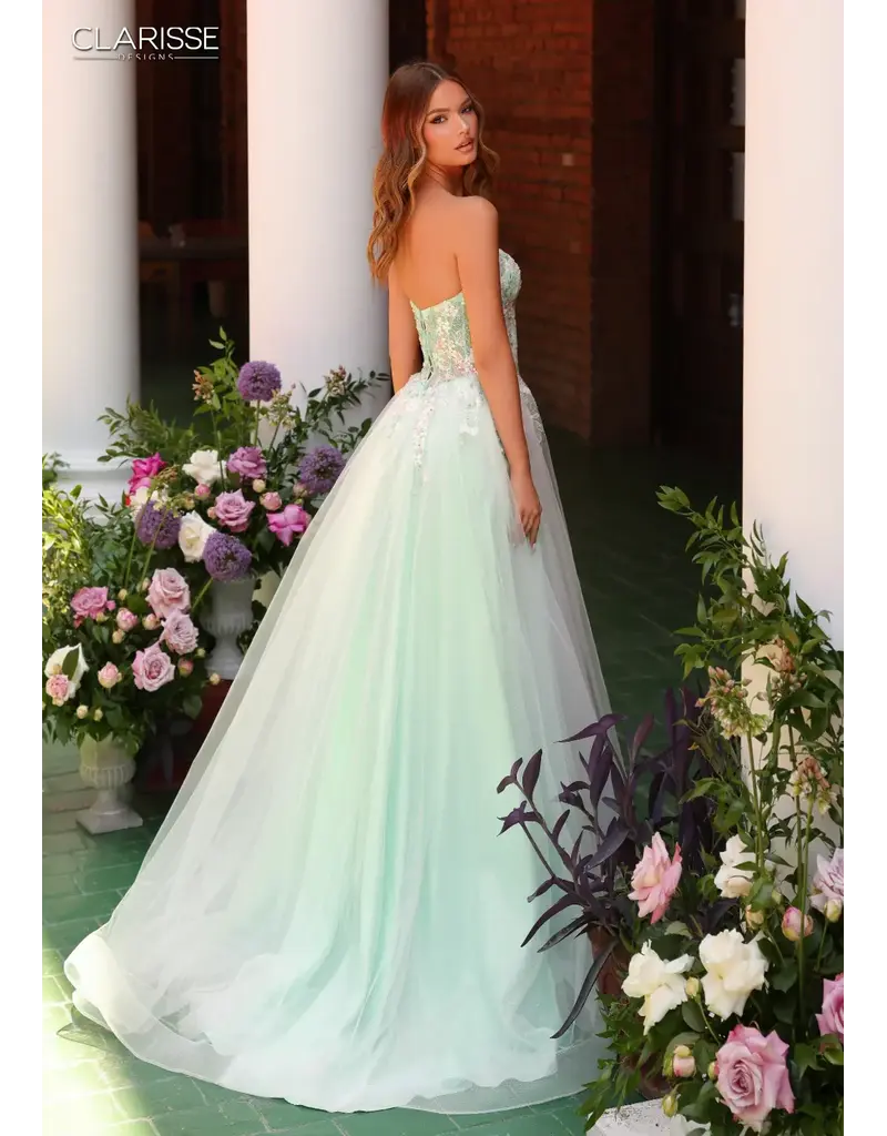 Strapless beaded floral corset bodice tulle ballgown 6226135