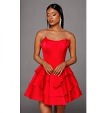 Strapless corset bodice ruffle skirt short gown 3026123