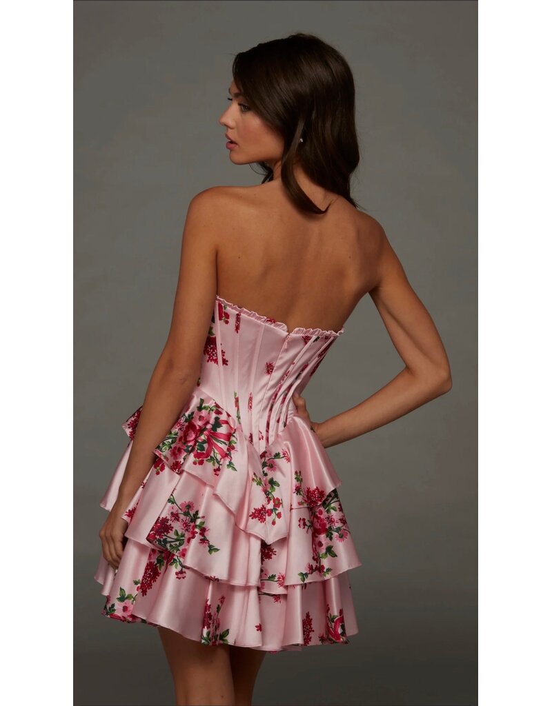 Strapless corset bodice ruffle skirt short gown 3026123