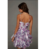 Spaghetti strap floral cut out bodice ruffle gown 30116