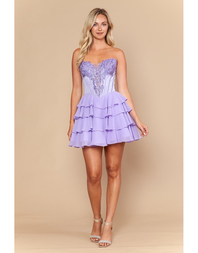 STRPLSS, RUFFLE, A-LINE, CORSET, SEQUIN BODICE 2626132