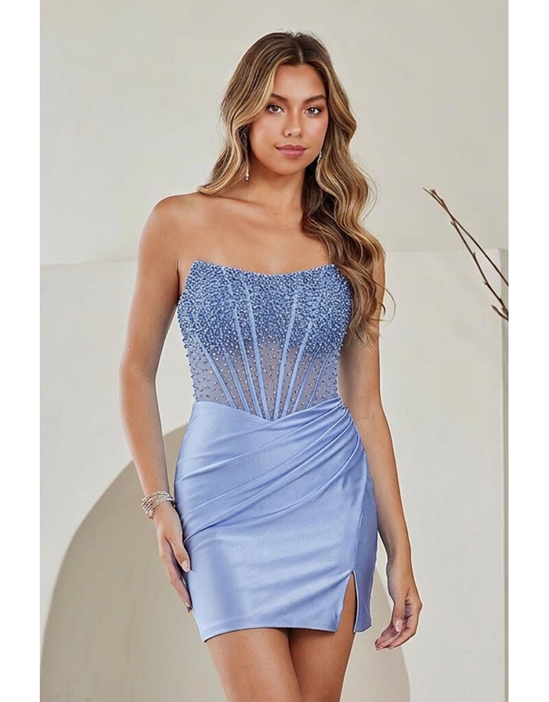 AMELIA COUTURE STRAPLESS, SHEER CORSET, PEARL TOP 312619S