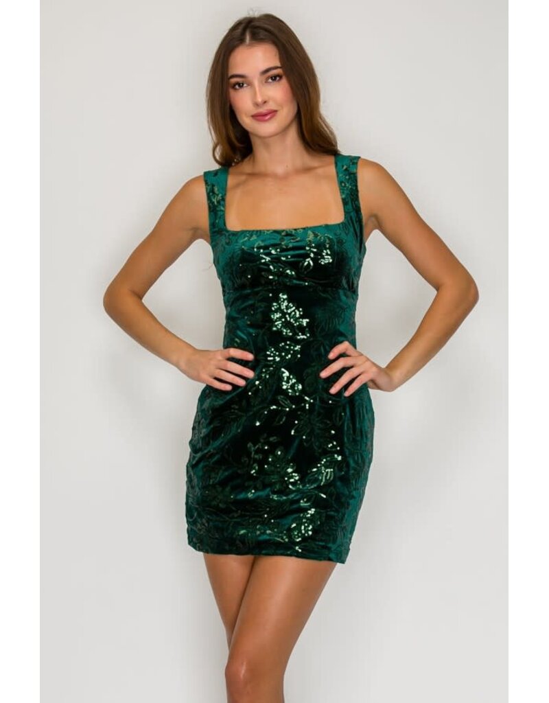 LOVESOME Tank sequin velvet short lace up back CD2630361