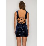 LOVESOME Tank sequin velvet short lace up back CD2630361