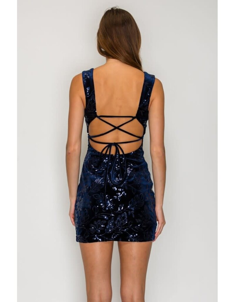 LOVESOME Tank sequin velvet short lace up back CD2630361