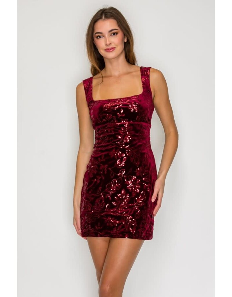 LOVESOME Tank sequin velvet short lace up back CD2630361