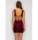 LOVESOME Tank sequin velvet short lace up back CD2630361
