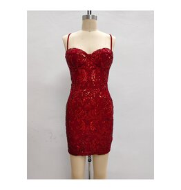 LOVESOME Spaghetti strap sequin fitted corset CD2630165