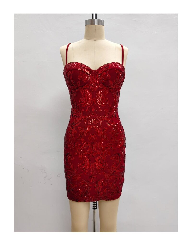 LOVESOME Spaghetti strap sequin fitted corset CD2630165